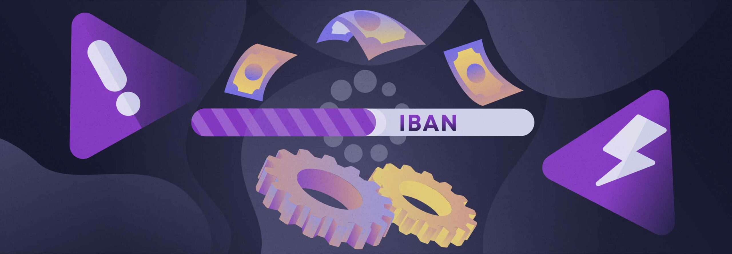 A loading screen showing IBAN payment processing