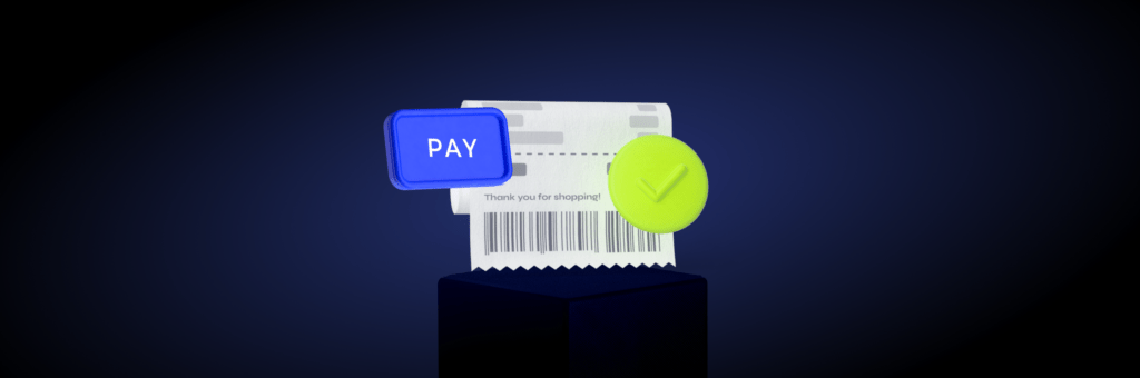 The illustration of a paid check representing the process of paying bills online.