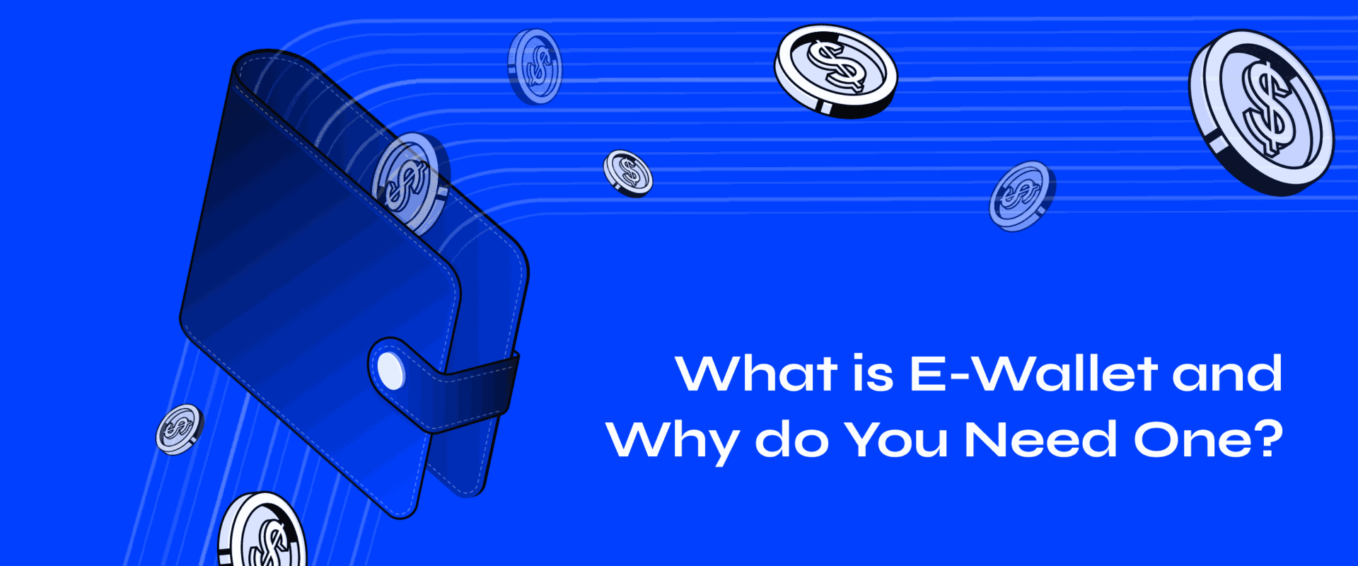 A blue ewallet with coins falling into and out of it.