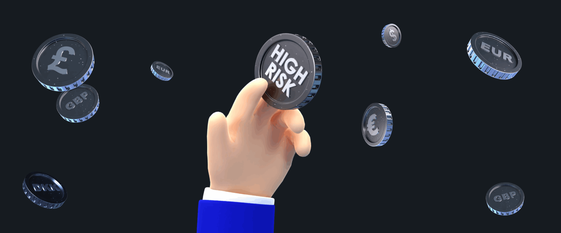 A hand holding a coin with the words "high risk" on it, symbolizing high risk transfers