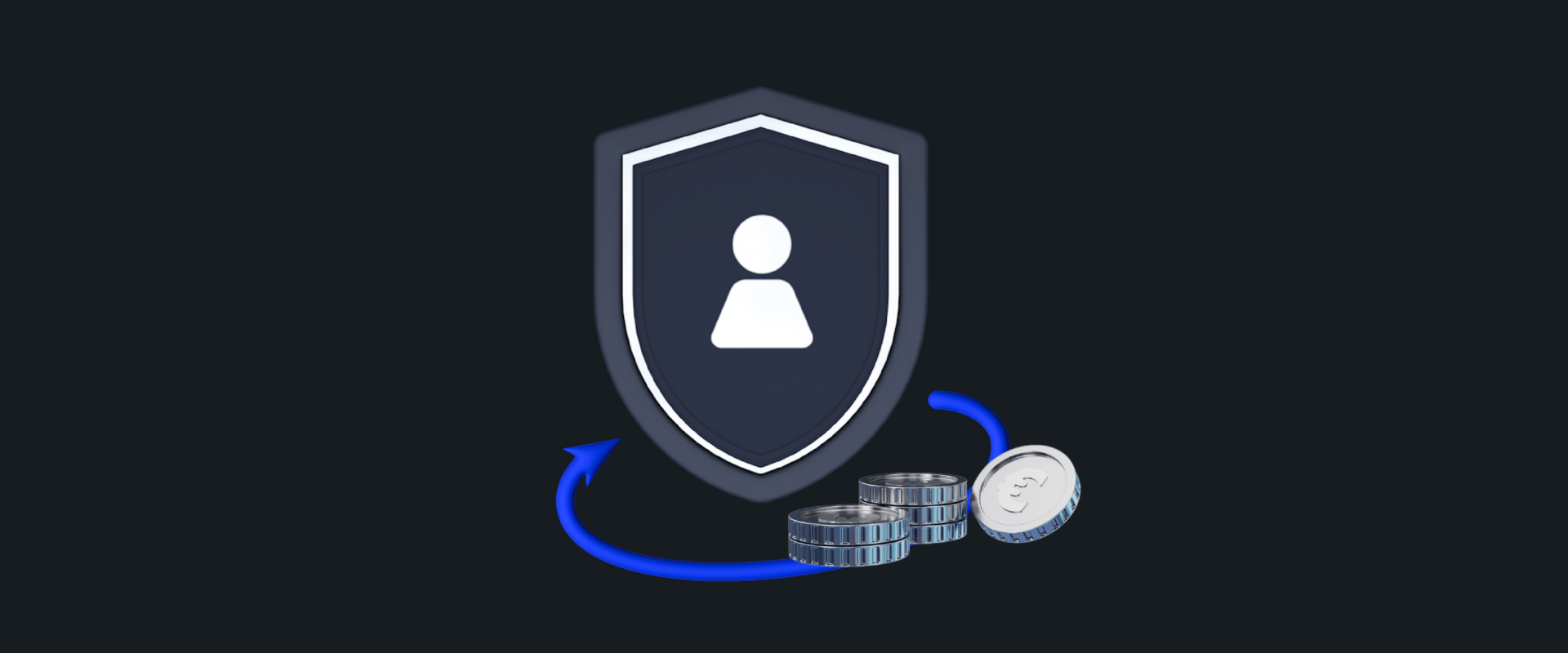 A shield with coins and an arrow showing online payment fraud prevention with PayDo