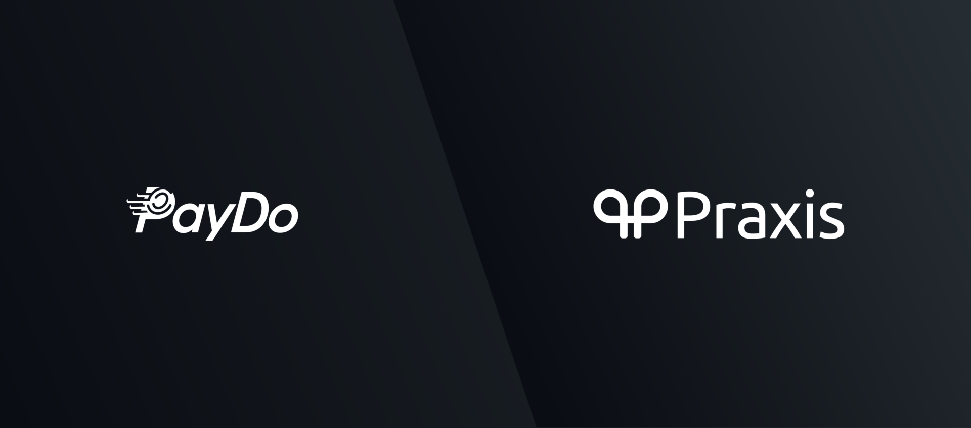 PayDo and Praxis logos on a black background: PayDo announces Praxis integration