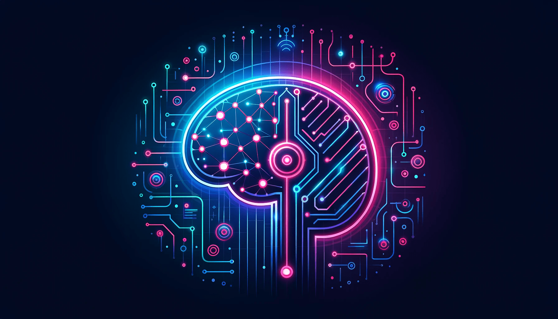 A digital illustration of a human brain merged with circuitry and digital elements, symbolizing artificial intelligence and machine learning.