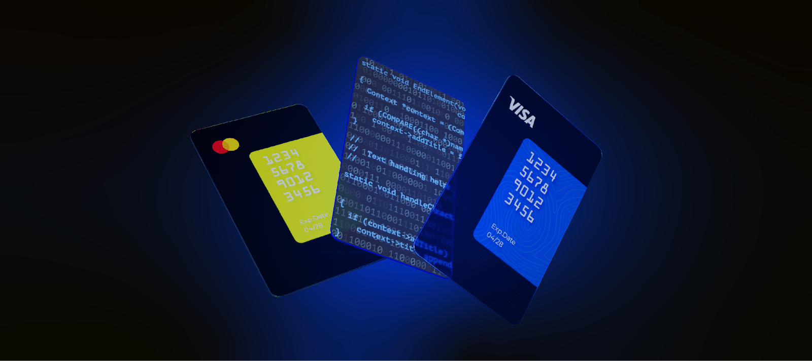 The image shows 3 different types of cards. It represents the cards for digital payments.