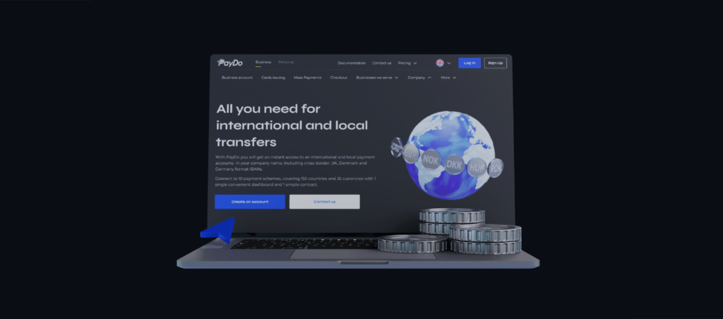 An illustration of PayDo dashboard showing the interface of opening a Business Account.