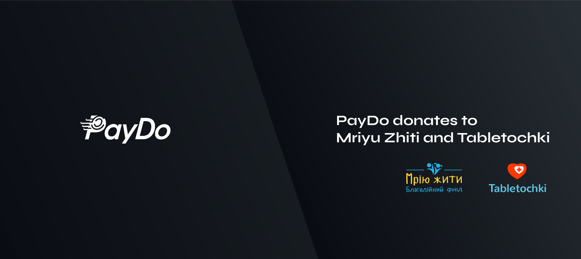 The banner illustrating the donation PayDo made to several charity funds.