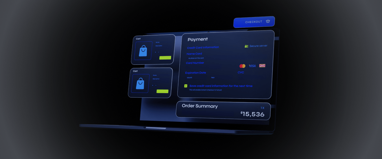 An illustration of the laptop indicating a purchase on a digital marketplace.