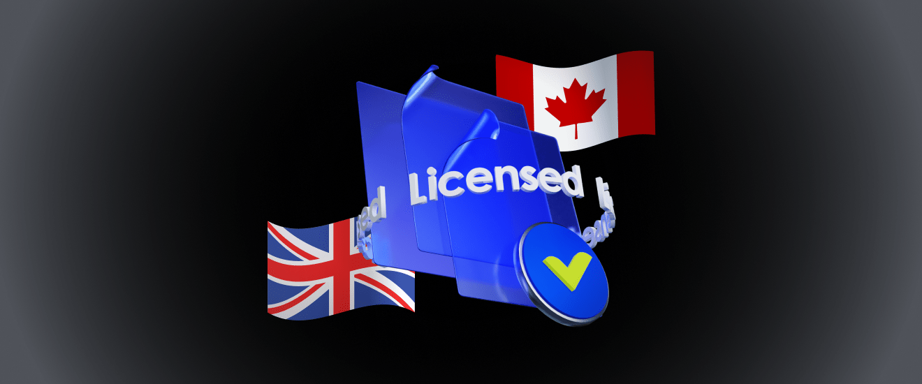 A graphic showing a blue house icon with the word "Licensed" prominently displayed. Behind the house icon are the flags of the United Kingdom and Canada, indicating licensing or regulatory compliance in these countries. A checkmark symbol is also visible, emphasizing approval or certification.