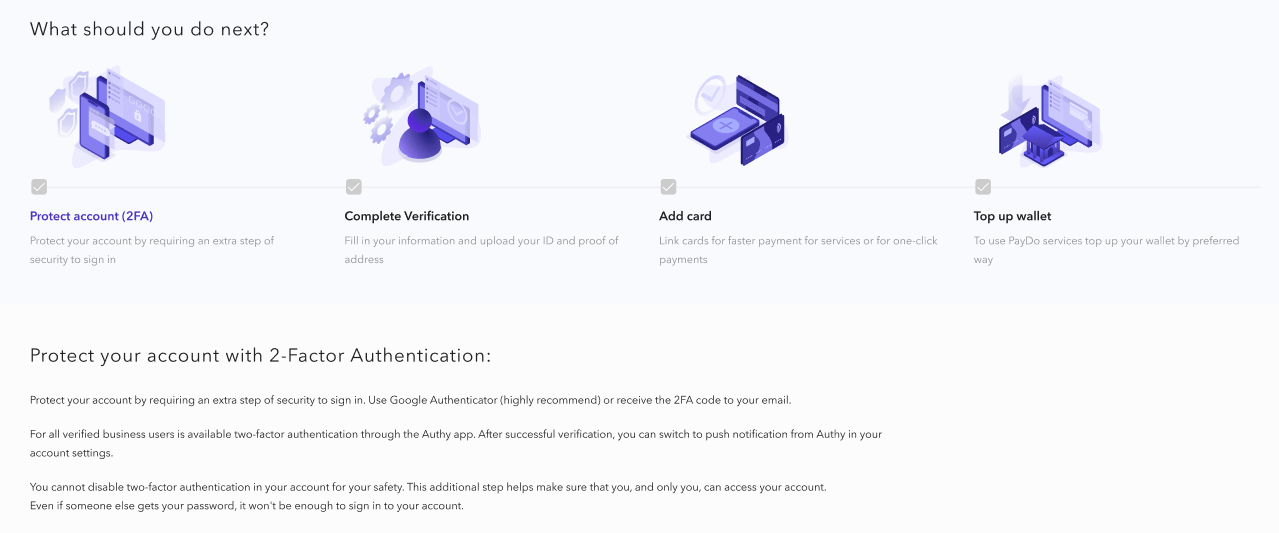PayDo Business Account dashboard for prior to verification
